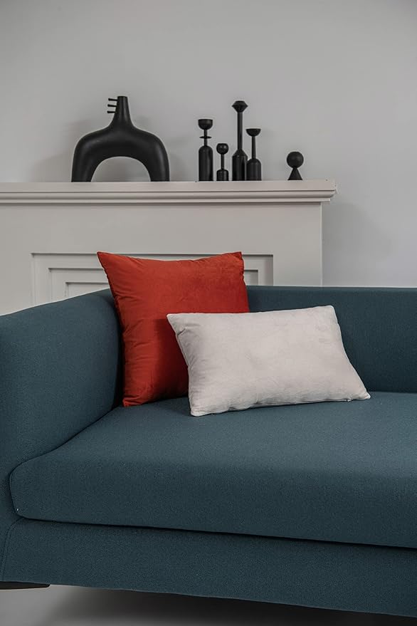 DEZENE Couch Pillow Covers 12x20 Cream: 2 Pack Cozy Soft Polyester Velvet Rectangular Throw Pillow Cases for Farmhouse Home Decor