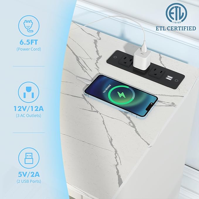 Ludatido 58 Inch TV Stand with 18 inch Fireplace Insert LED Light Entertainment Center Electric Fireplace TV Stand with USB&AC Power Interface for Living Room/Bedroom/Media Room Use(White)