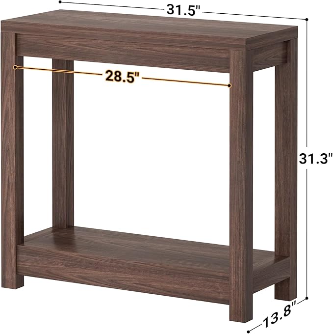 Small Farmhouse Wood Entryway Table Narrow Console Table with Storage Behind Couch Sofa Table with Shelves Entry Way Tables with Open Storage, Easy Assembly, 32" Black Walnut