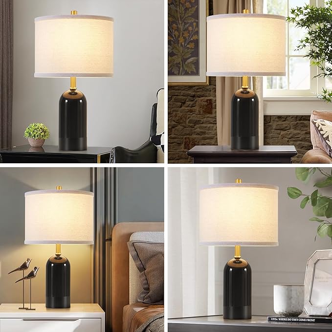 GyroVu Modern Ceramic Table lamp Set of 2, 3 Color Temperature Bedside lamp 21.5" Tall Nightstand Lamp End Table Lamps for Living Room Bedroom (Bulbs Included)