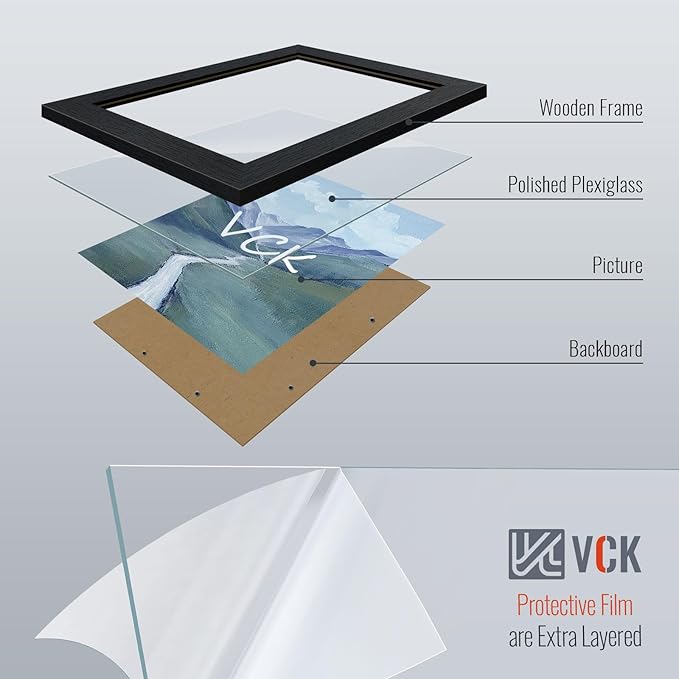 VCK 8.5x11 Certificate Frame, Black Wood 8 1/2 x 11 Picture Diploma Document Frames for Wall and Tabletop, 1 Pack