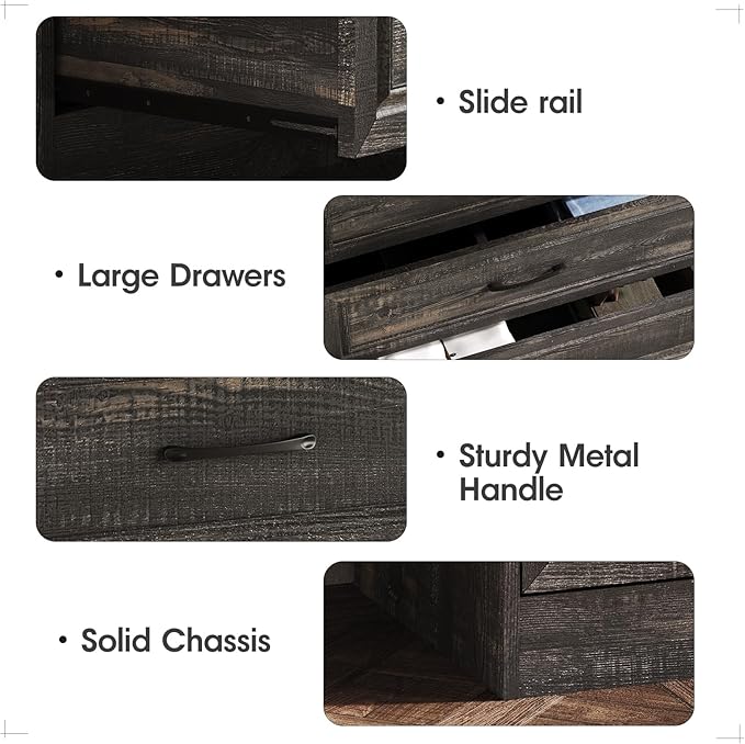 Fameill Dresser for Bedroom, 5 Drawer Tall Dresser Organizer, TV Stand for Livingroom, Chest of Drawers with Metal Handles, Dark Brown