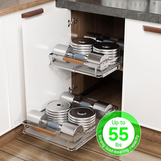 Expandable Pull Out Drawers for Cabinets, Kitchen Cabinet Slide Out Shelves, Adjustable Roll Out Drawers, Small 1 Pack