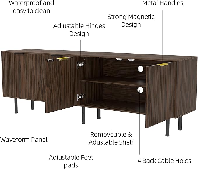 TV Stand for TVs up to 80 Inch,Mid Century Modern TV Console,TV Stands for Living Room & Bedroom,Entertainment Center with Storage,Entertainment Stand,TV Cabinet for 55,60,65,70,72,75,80 Inch TV