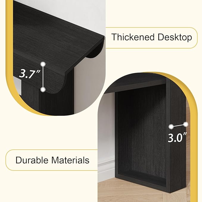 55-Inch Black Entryway Table, Modern Console Tables 3-Tier Couch Table Behind Sofa Narrow Wood Sofa Table Foyer Tables for Entryway, Living Room, Hallway