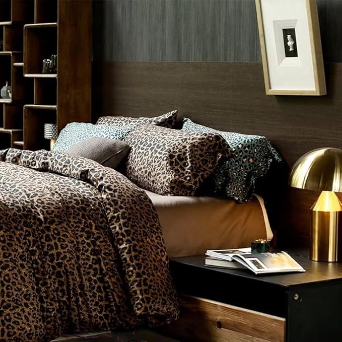 mixinni Animal Cheetah Comforter Set Queen 3 Pieces Leopard Print Bed Set Sexy Soft Fluffy Floral Printed Pattern Bedding Set with 2 Pillowcases for All Season-(1 Comforter + 2 Pillowcases)