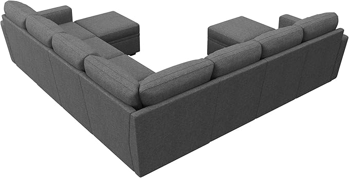 HONBAY Modular Sectional Sleeper Sofa with Pull Out Couch, Oversized U Shaped Sleeper Pull Out Bed with Storage Sectional Couches for Living Room - Dark Grey