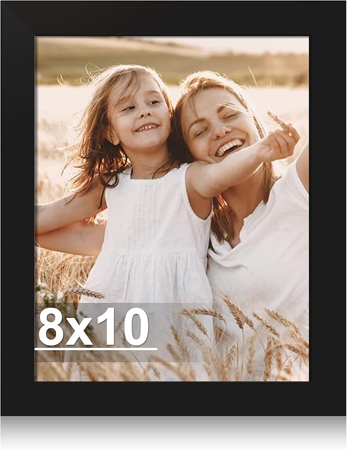 8x10 Picture Frame, Made of Real Glass and Wooden Frame, Horizontal and Vertical Display for Wall or Tabletop (Black, 1 Pack)