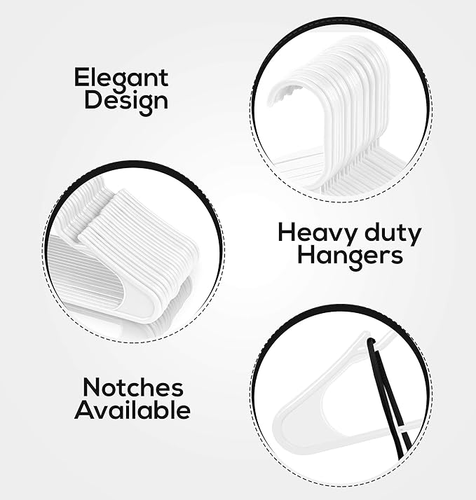 Utopia Home Plastic Hangers 30 Pack - Perfect Space Saving Clothes Hanger - Durable and Strong - Perfect Closet Organizers with Shoulder Grooves (White)