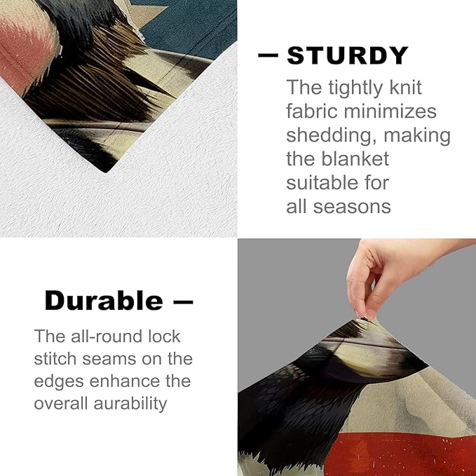 Penguin Blanket for Women, Boys, Girls - Flannel American Flag Throw for Sofa, Couch, Bed, Living Room - Soft Warm Cozy Decor 60" x 50"