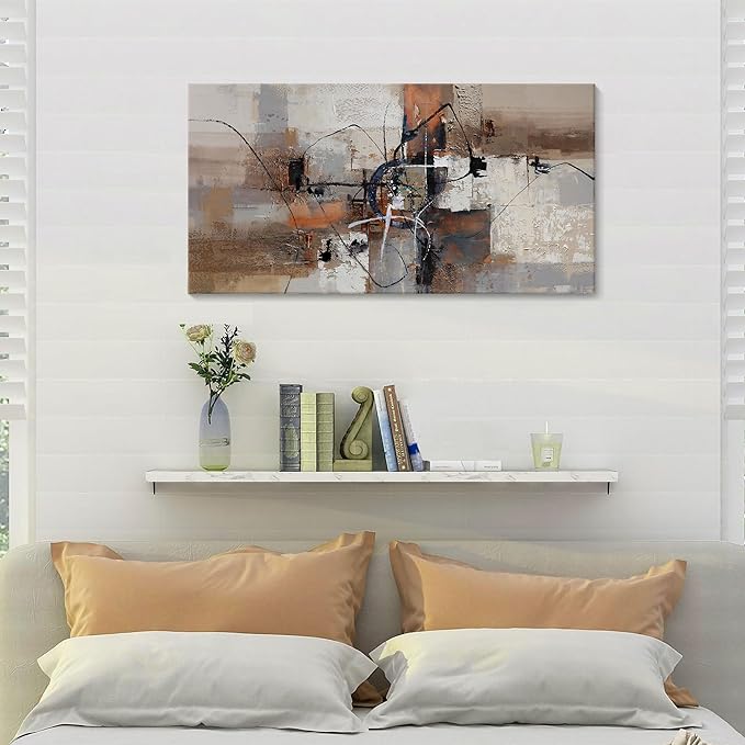 YDYSUNE Abstract Canvas Wall Art, Modern Wall Decor Painting, Brown Room Decorations, Orange Wall Art for Living Room, Bedroom, Office Artwork Wall Decor 20×40IN