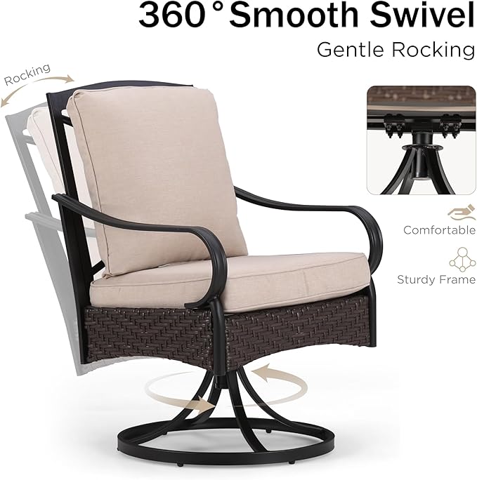 PHI VILLA 9-Piece Outdoor Dining Sets, 60x60 All-Weather Patio Table and Chairs Set for 8, Heavy Duty Patio Table Set Square for Deck, 8 Extra Large Outdoor Swivel Chairs with Thick Cushions