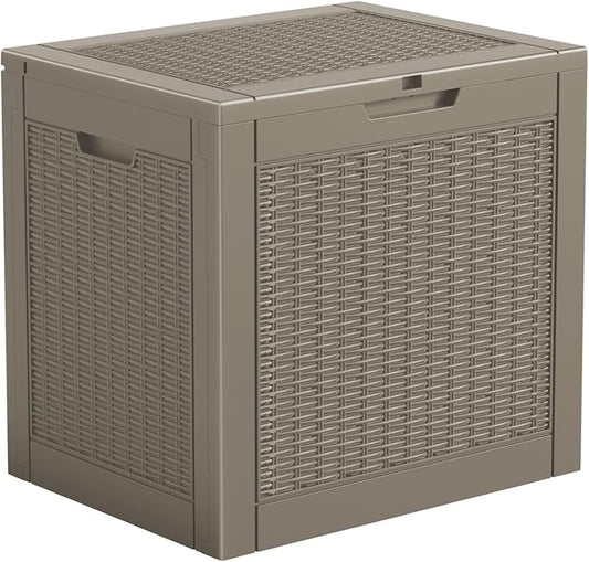 Resin Deck Box - 31 Gallon Lockable Outdoor Storage, Water-Resistant Indoor/Outdoor Bin for Package Delivery, Patio Cushions, Gardening Tools