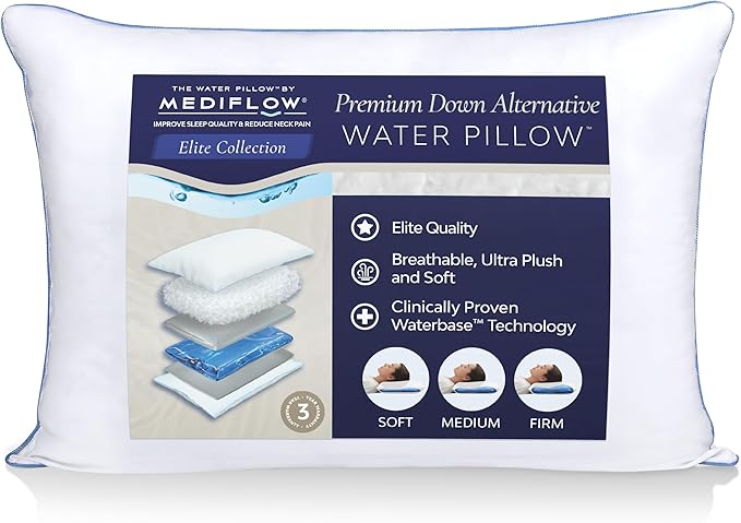 Elite Collection Water Pillow - Orthopedic Pillow for Neck Pain Relief, Adjustable for Comfortable Sleep