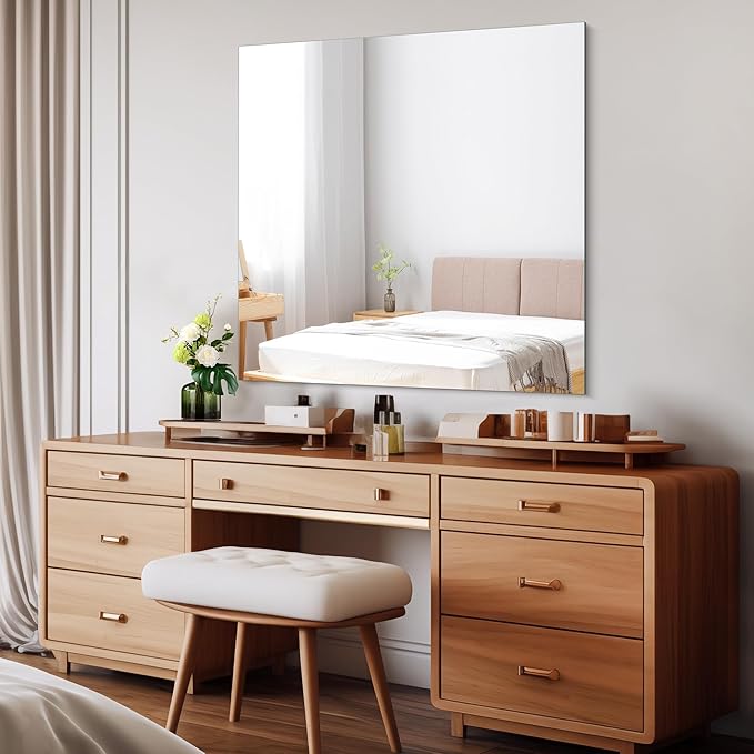 Frameless Mirror, 36x36 inch Square Bathroom Mirrors for Wall, Upgraded Shatterproof Vanity Mirror Over Sink with Polished Edge for Bathroom,Bedroom,Living Room and Entryway