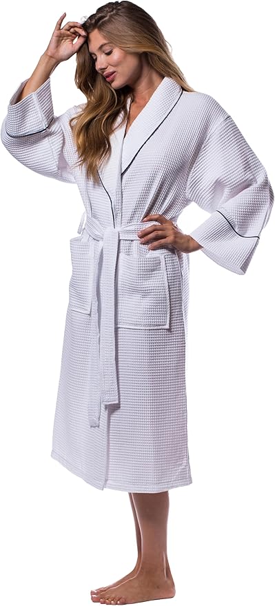 Turquaz Lightweight Full-Length Robes For Women Waffle Kimono Bathrobe - Soft, Fast-Drying, Long-Lasting Cotton Blend Unisex