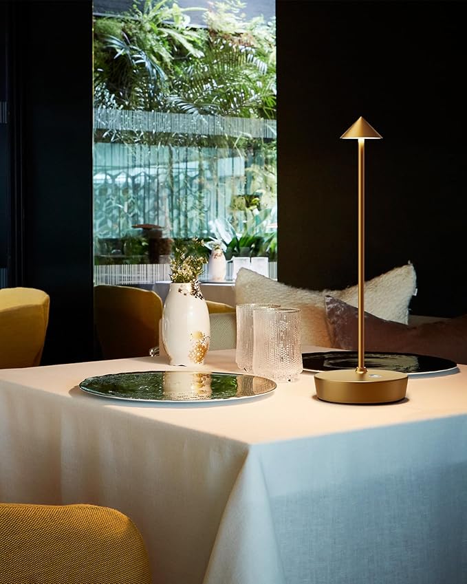 Cordless Table Lamps Rechargeable, 6000mAh Battery Operated LED Desk Lamp Outdoor Waterproof Portable Touch Dimmable Table Night Light for Patio Restaurant Dining Home Set of 2 Bronze