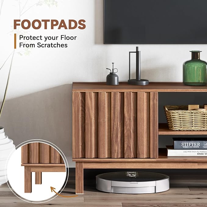 TV Stand for 32 65 inch TV, Entertainment Center with Storage Cabinet, Mid Century Modern Media Console Table for Living Room, Office