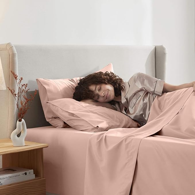 Nestl Twin Sheet Set - 1800 Ultra-Soft Microfiber Twin Bed Sheets - Double Brushed - Deep Pockets - Easy Fit - Extra Soft - 3 Piece Set - Bedding Sheets & Pillowcases (Twin, Peach)