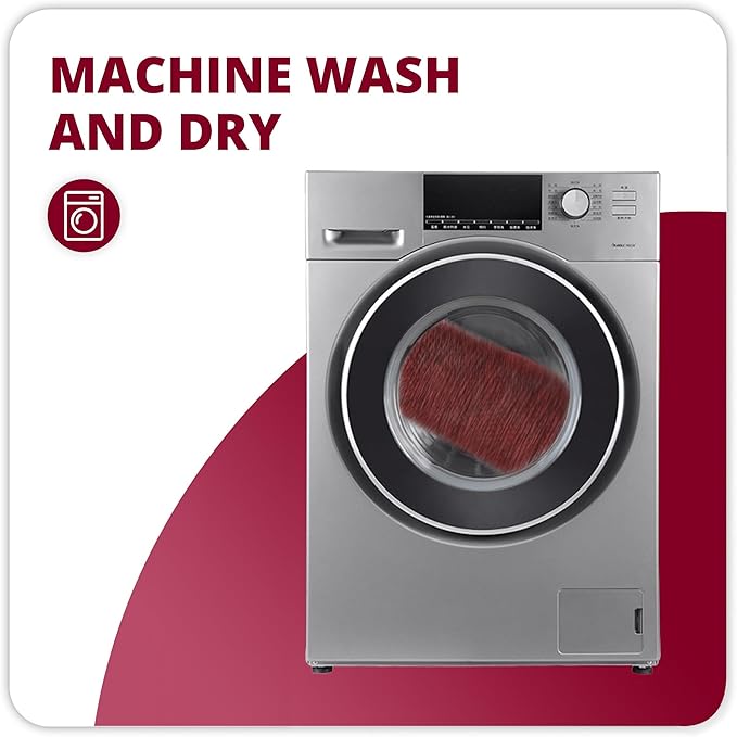 Bathroom Rugs Set 2 Pieces,Thin Bathroom Mats,Toilet Rugs,Quick Dry,Non-Slip,Machine Washable,Low Pile,Absorbent Bath Mats,Shower,Sink,Home Decor Accessories.Red,1'5"x2'3"+1'8"x2" U Shape