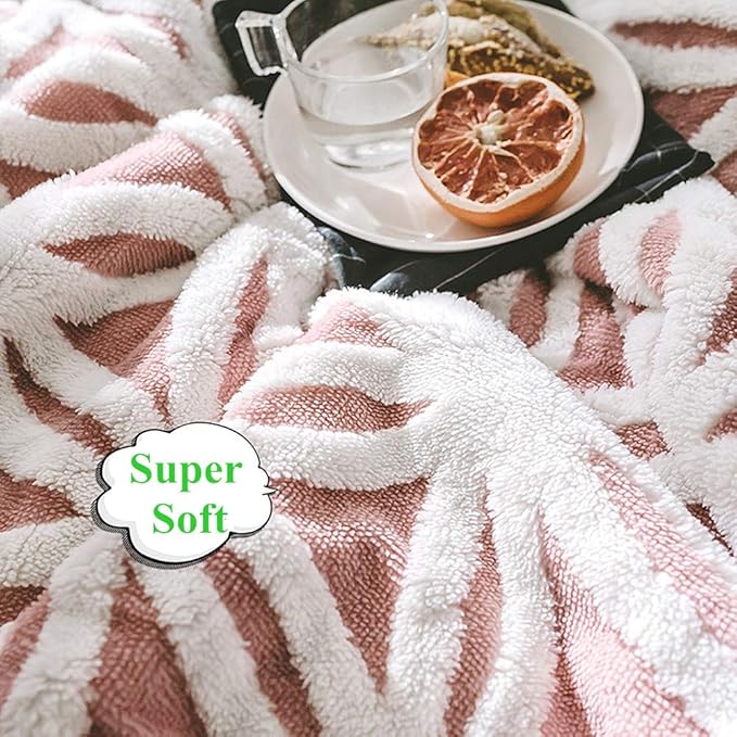 UKELER Luxury Soft Sherpa Throw Blanket Comfort Fuzzy Soft Sherpa Fleece Blanket for Bed/Couch/Sofa/Office/Camping, 60'' x 50'', Pink