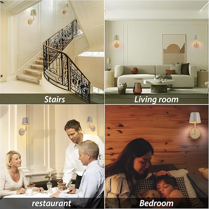 LED Wireless Wall Lamp Set of 2, with 5600mAh Rechargeable Battery Powered Wall Sconces, Touch For Remote Control Infinite Dimming Be used for Bedroom Mirror Living Room Wall Painting(Apricot)