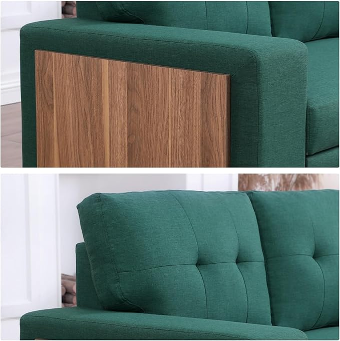 L-Shape Sofa Bed, 92" Sectional Couch with Storage Chaise, Pull Out Sleeper Sofa with Side Compartment, Convertible Corner Couch for Living Room Apartment, Green