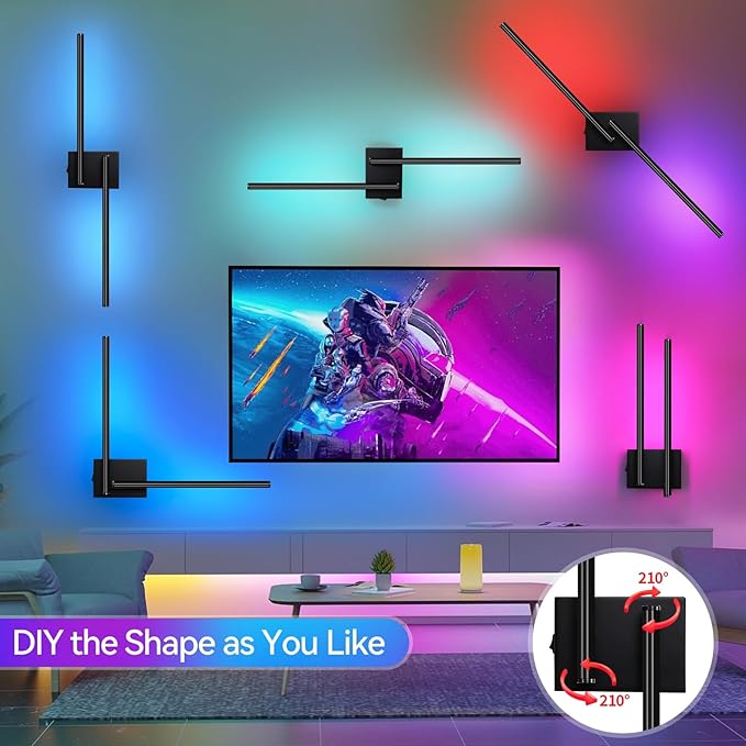 Battery Operated Wall Sconce, 12 Dynamic Modes Wall Sconces Set of Two Battery Operated, 32H Using Time Rechargeable Battery Operated Wall Lights, LED Wireless Sconces for Bedroom 210°Rotate