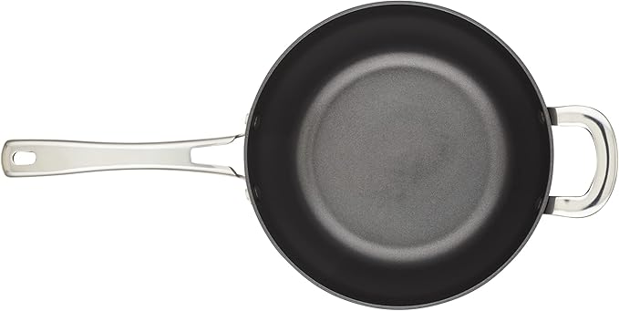 Rachael Ray Cook + Create Hard Anodized Nonstick Saucier Pan/Saucepan with Lid and Helper Handle, 4.5 Quart - Black