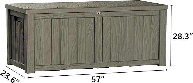120 Gallon Double-Wall Resin Deck Box - Lockable Waterproof Outdoor Storage Box, 1000lbs Capacity & Doubles as Seating for Patio Furniture - Garden Tools, Pool Accessories (Brown)