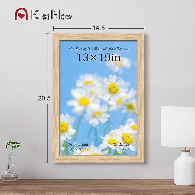 13x19 Picture Frame set of 4, Natural Oak Wood Poster Frame, Wall Hanging