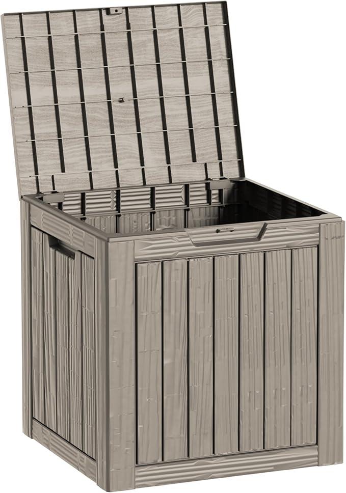 30 Gallon Waterproof Deck Boxes for Outdoor - Compact Resin Patio Storage Boxes, Pool Storage Bin with Lock for Cushions & Tools, UV-Resistant, Slate Grey