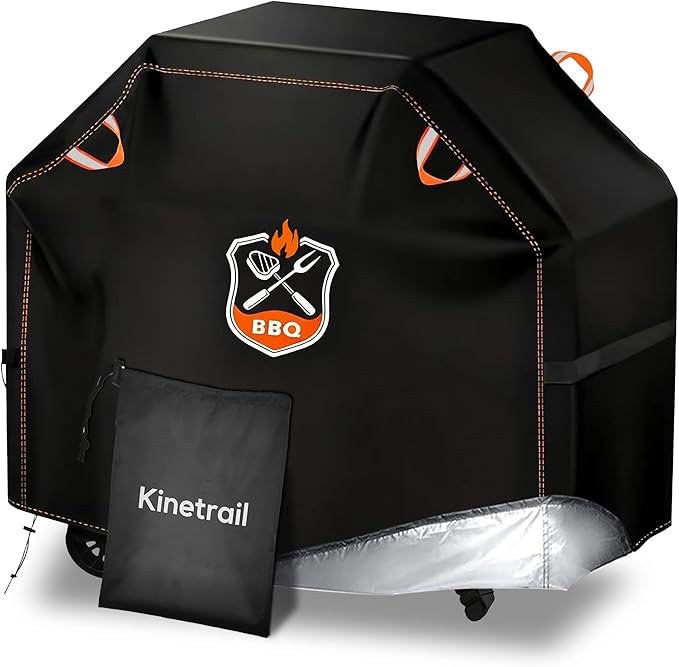 Kinetrail Grill Cover, Universal 65" BBQ Grill Cover for Outdoor Grill, Waterproof, Weather Resistant, Fade Resistant Gas Grill Cover with Adjustable Double Straps for Weber, Char-broil, Nexgrill, etc
