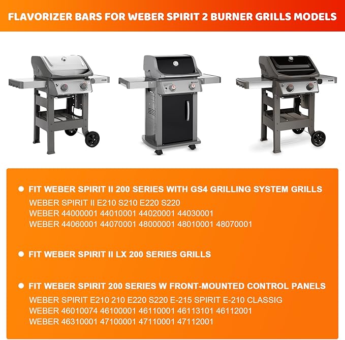 Uniflasy 7635 15.3 Inch Flavorizer Bars for Weber Spirit I and II 200 Series Replacement Parts,Spirit E210 S210 E220 S220 Gas Grills with Front Control Knobs, Stainless Steel Heat Plate Grill Parts