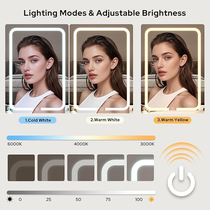 Vanity Desk with Sliding Mirror & LED Lights, Smart Makeup Table with Charging Station, Hairdryer Holder, 7 Shelves, 3 Drawers, 2 Cabinets, Vanity with Extra Hidden Stroage for Bedroom,Black