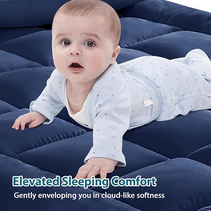 CYMULA King Size Mattress Topper - Extra Thick Cooling Mattress Pad Cover for Back Pain - Soft Mattress Protector Firm Bed Topper Pillow Top with 8-21 Inch Deep Pocket 3D Snow Down Alternative Fill