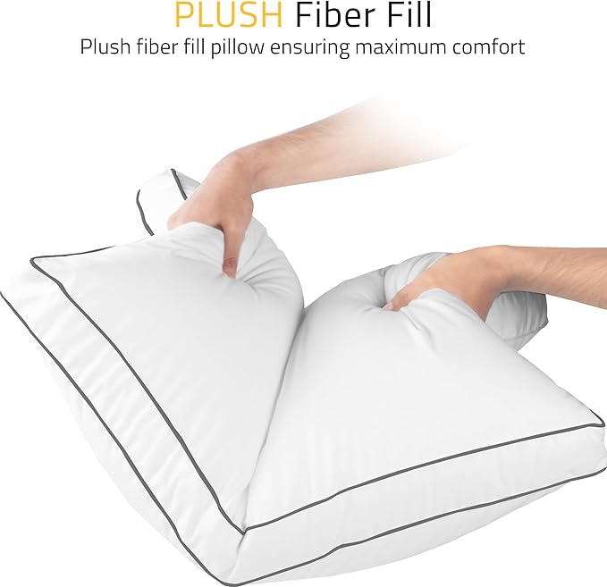 Utopia Bedding Bed Pillows for Sleeping Queen Size (Grey/White), Set of 2, Cooling Hotel Quality, Gusseted Pillow for Back, Stomach or Side Sleepers