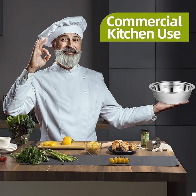 20 Pcs 11.8 x 3.7 Inch Stainless Steel Mixing Bowls for Bulk Food Prep with Nesting Design for Hotel Restaurant and Home Kitchen Cooking in Silver