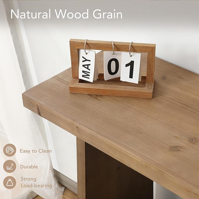 Set of 2 Solid Wood Console Table 43.3" Farmhouse Entryway Table with Storage Narrow Skinny Behind Couch Sofa Table for Living Room Hallway Entrance Foyer,Brown