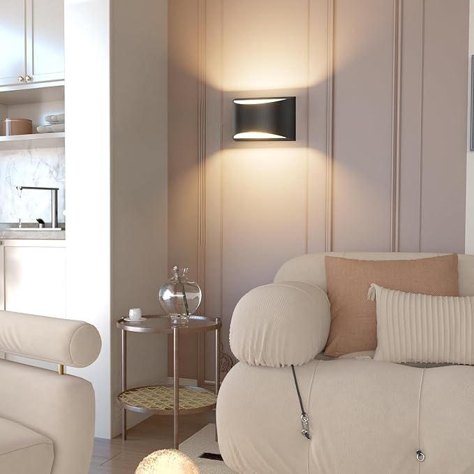 Aipsun 4 Pack Black Modern LED Wall Sconce Hardwired Indoor Wall Lights Up and Down Wall Mount Light for Living Room Bedroom Hallway Corridor Conservatory Warm White 3000K(with G9 Bulbs)