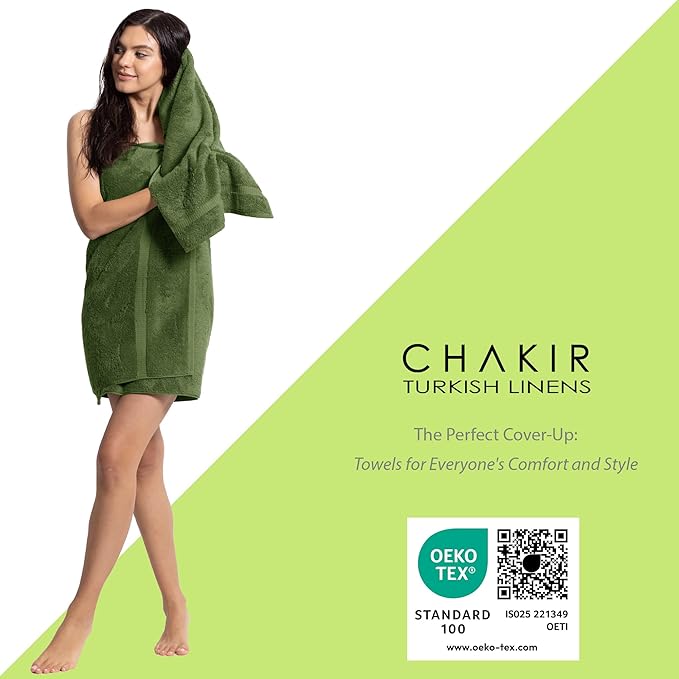Chakir Turkish Linens Luxury Spa and Hotel Quality Premium Turkish Cotton 6-Piece Towel Set (2 x Bath Towels, 2 x Hand Towels, 2 x Washcloths)