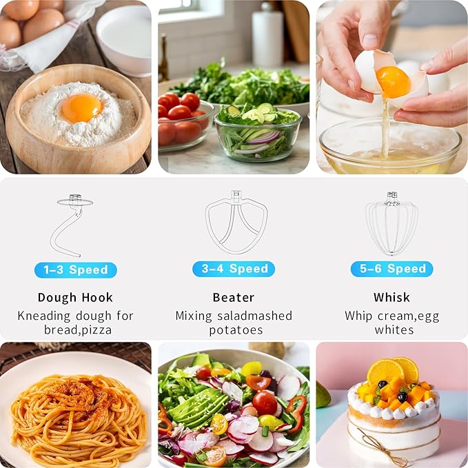 DOBBOR Electric Stand mixer, 9.5QT 660W 7 Speeds Tilt-Head Dough Mixers, Bread Mixer with Dough Hook, Whisk, Beater, Splash Guard for Baking Bread, Cake, Cookie, Pizza, Muffin, Salad and More - Red