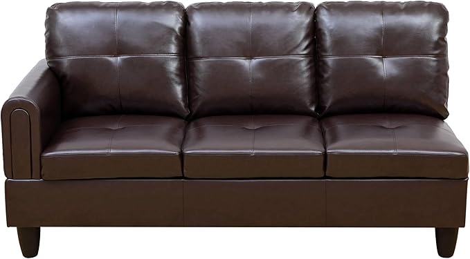 NicBex Sectional Couch 2 Pieces 66.5" L Sofa with Right Chaise Faux Leather L Shaped Cloud Couch for Living Room Furniture Sets with Cushion, Modular Sofa for Living Room & Small Apartment, Brown
