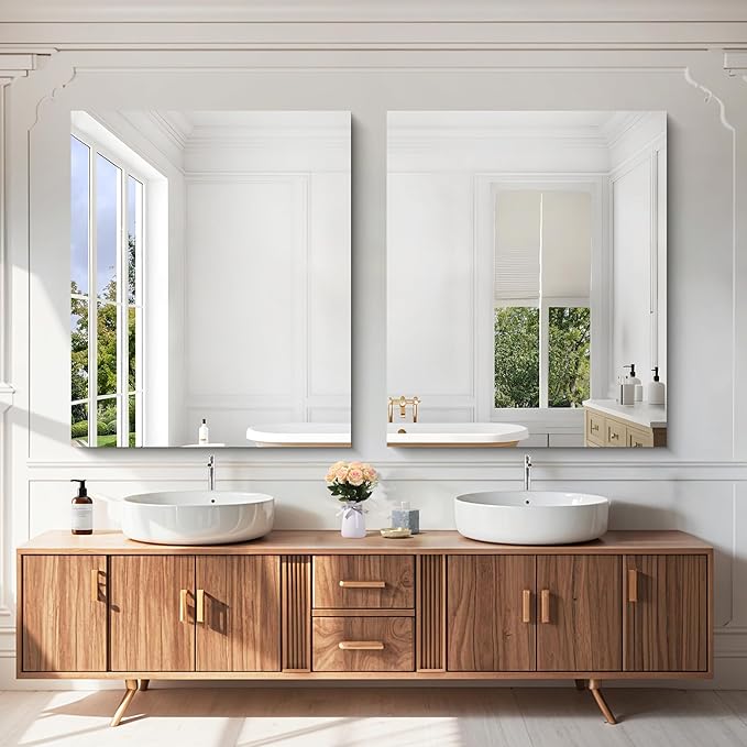 KOCUUY Frameless Bathroom Mirror, 30"x36" Frameless Mirror for Bathroom Sink, Unframed Mirrors for Wall Upgraded Shatterproof Design, Modern Decorative for Bedroom, Living Room, Entryway