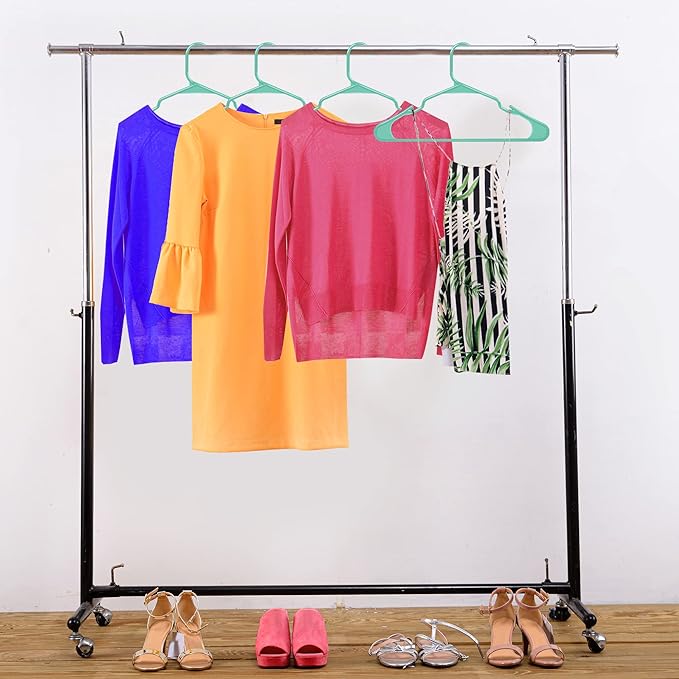 Utopia Home Plastic Hangers 50 Pack - Perfect Space Saving Clothes Hanger - Durable and Strong - Perfect Closet Organizers with Shoulder Grooves (Aqua)