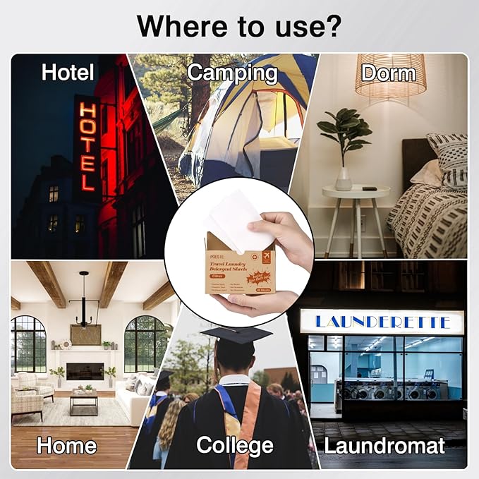 Poesie Citrus Travel Laundry Detergent Sheets 40 Sheet Plastic Free No Waste Laundry Soap Sheet for Travel Dorm Home