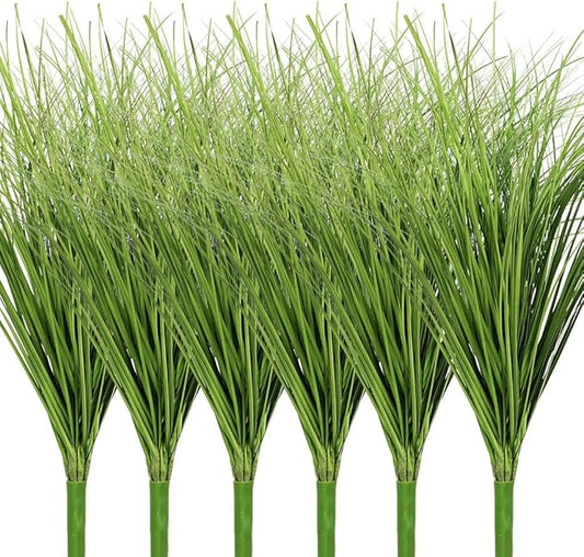 Melorca&Guilla Artificial Plants 6PCS 21.5“ Fake Tall Onion Grass,Faux Grass Plant,Artificial Greenery Shrubs Bushes for Garden Porch Window Box Shop Office Home Décor