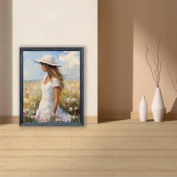 16x20 Picture Frame for Wall Hanging Solid Oak Wood, 11x14 Picture Frame with Mat,16x20 Premium Photo Frame with Real HD Tempered Glass,Ideal for Home Decor, Art Gallery,Black, 1 Pack