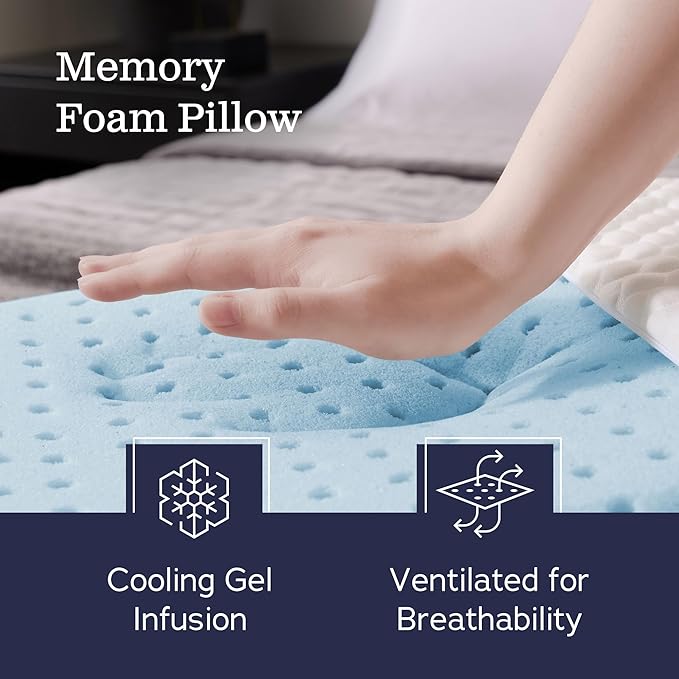 WEEKENDER Gel Memory Foam Pillow - King Size - 2-Pack - Medium Plush Feel - Neck & Shoulder Support - For Back, Side, & Stomach Sleepers - Home, Hotel, & Hospital Essentials