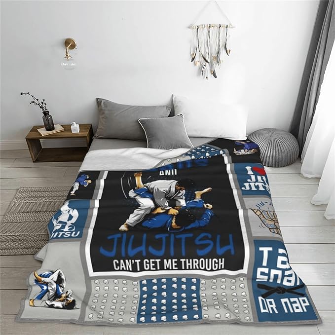 Jujitsu Gifts Blanket Jujitsu Throw Blankets Cozy Fleece Flannel Blanket Soft Warm Plush Lightweight Blanket Jiu Jitsu Gifts for Men Boys for Couch Sofa Bed 50"X60"